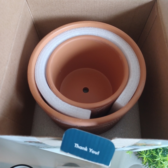 Decorative Terracotta and White Leaf Print Cermanic Pot Set of 2 - Picture 11 of 12